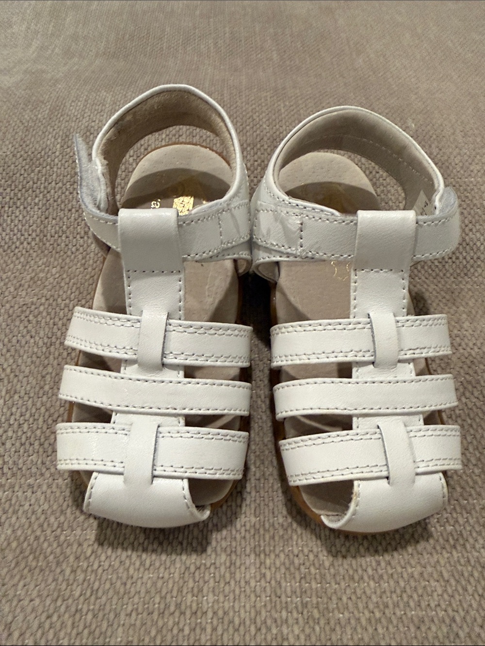 See Kai Run White Leather Toddler Fisherman Sandals